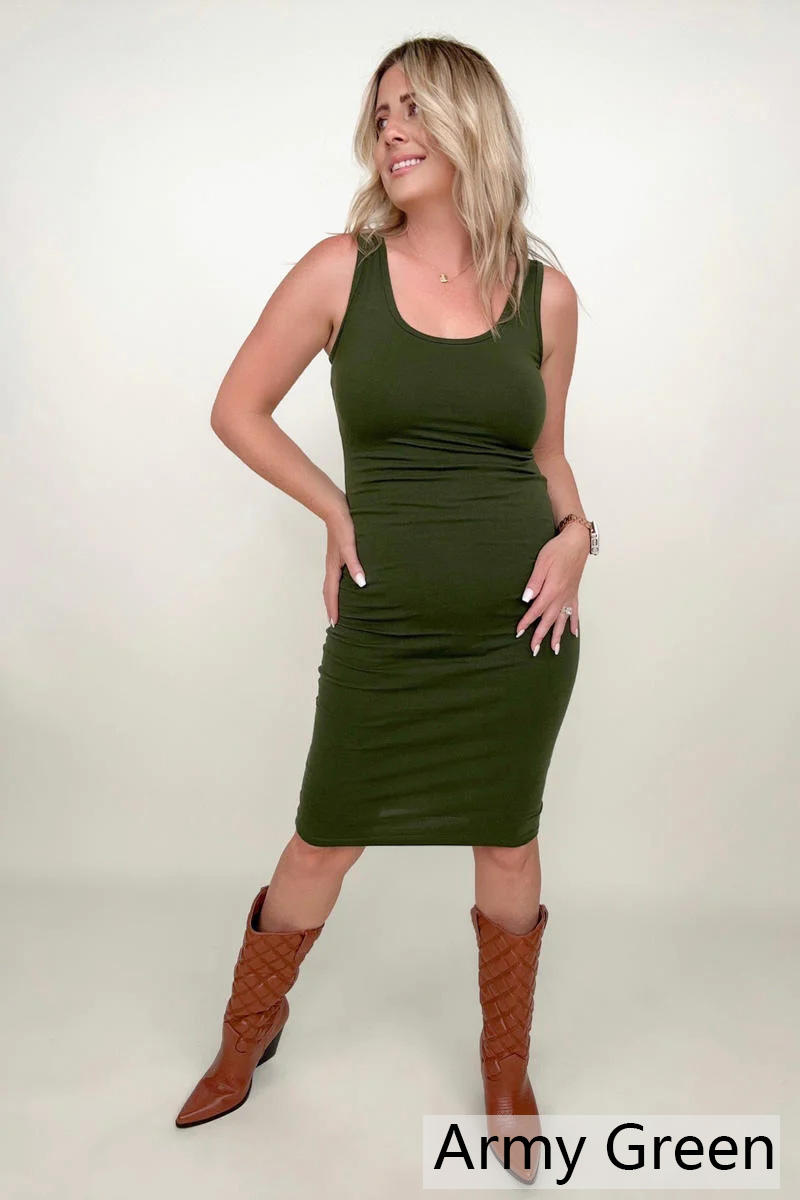 Zenana Cotton Midi Tank Dress - Multiple colors