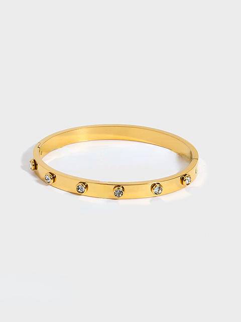 Zirconia Inlay Hinged Bangle Bracelet (With Box)