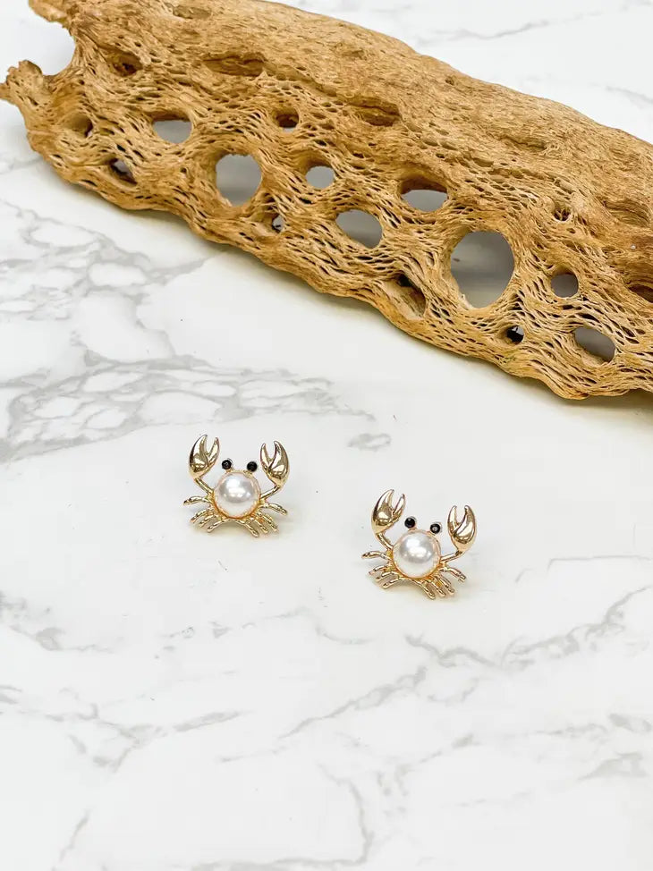 PREORDER: Pearl Crab Stud Earrings in Two Colors