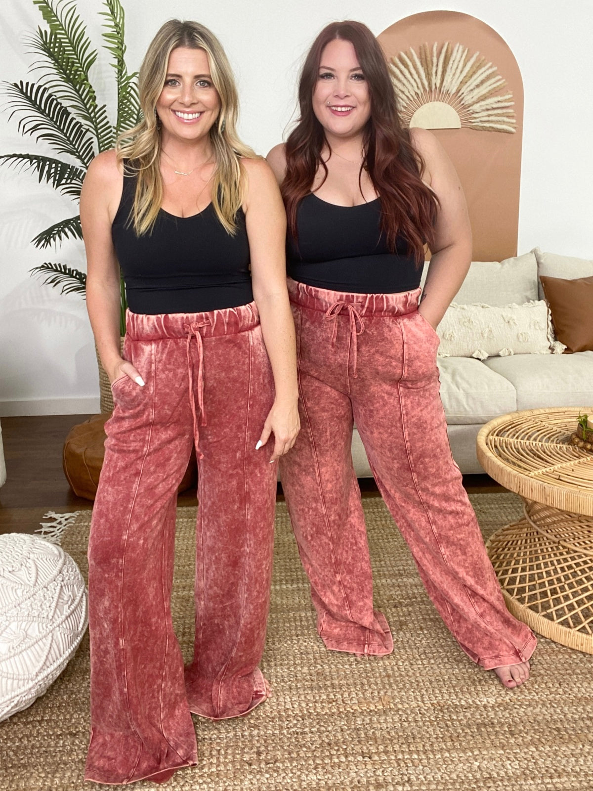 Zenana Cool Acid Wash Wide Leg Pants