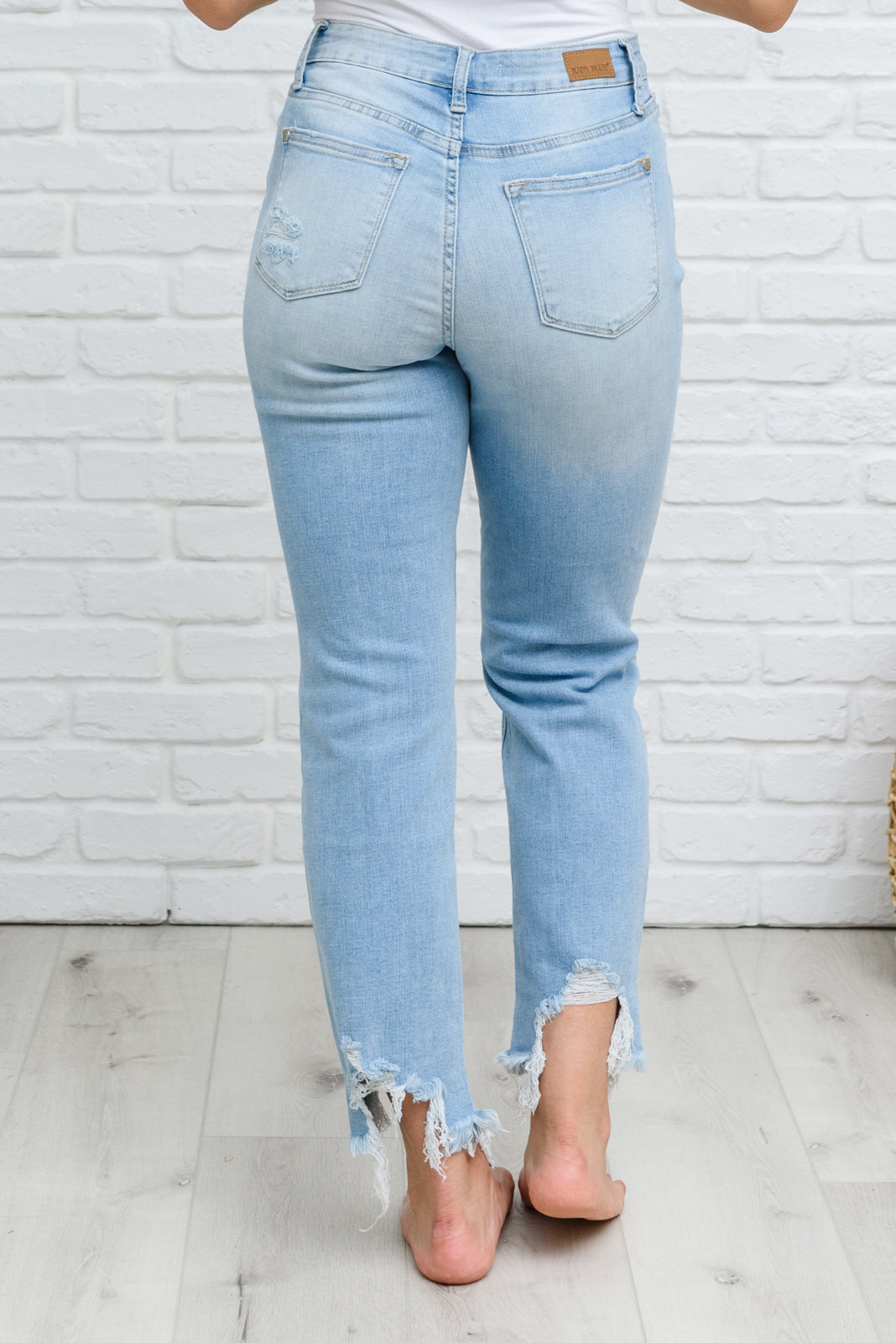 Judy Blue Mid-rise Destroyed Hem Boyfriend Jeans