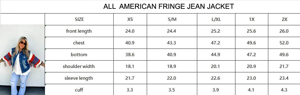 PREORDER: All American Fringe Denim Jacket (Ships Mid Oct.)