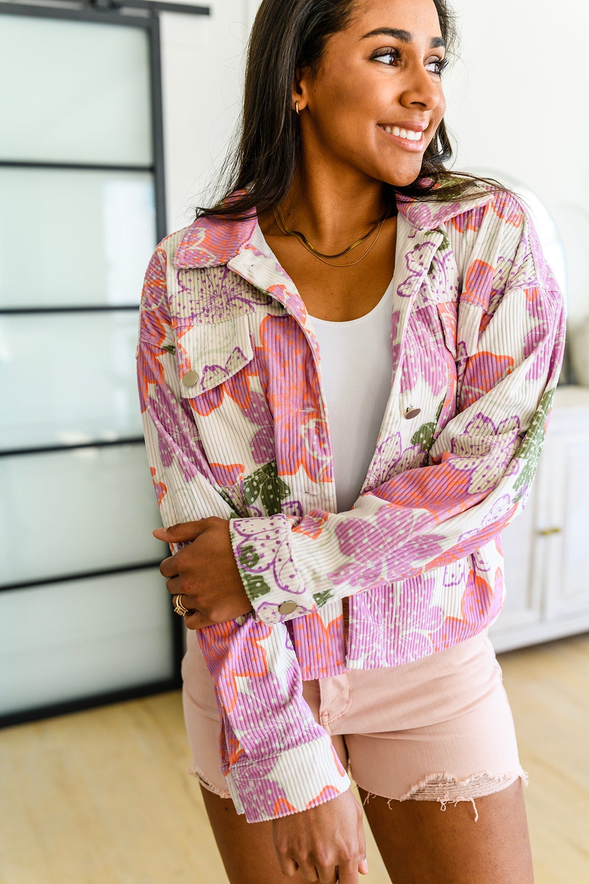 Bring the Bouquet Floral Corduroy Jacket