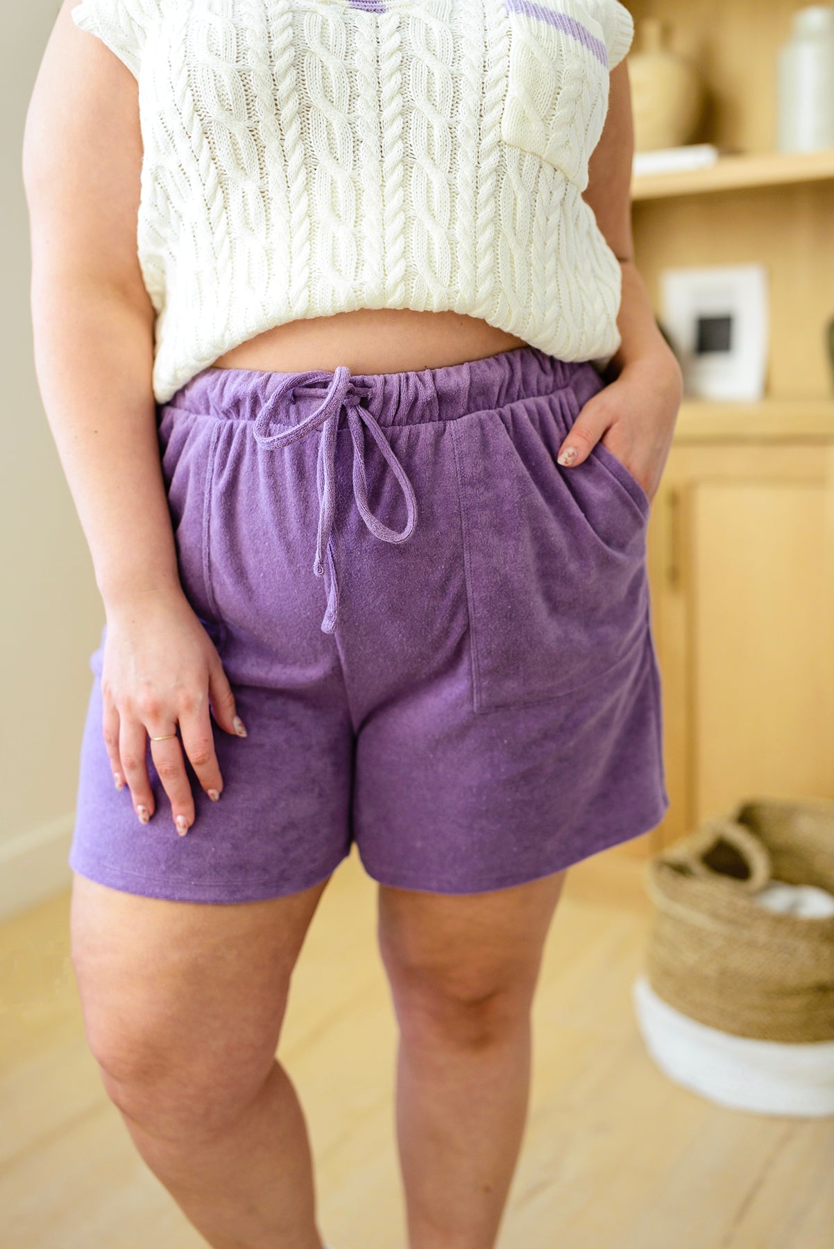 Carried Away French Terry Shorts in Purple