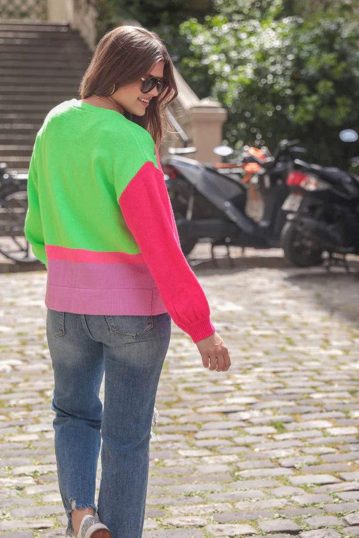 PREORDER: Happy Vibes Color Block Cardigan