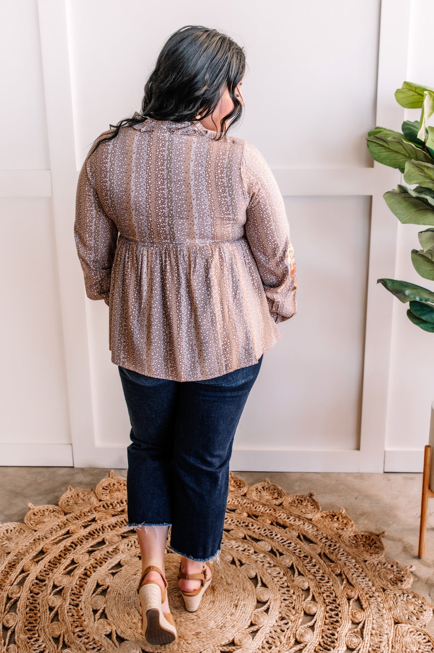 Savanna Jane Embroidered Blouse In Mocha Florals