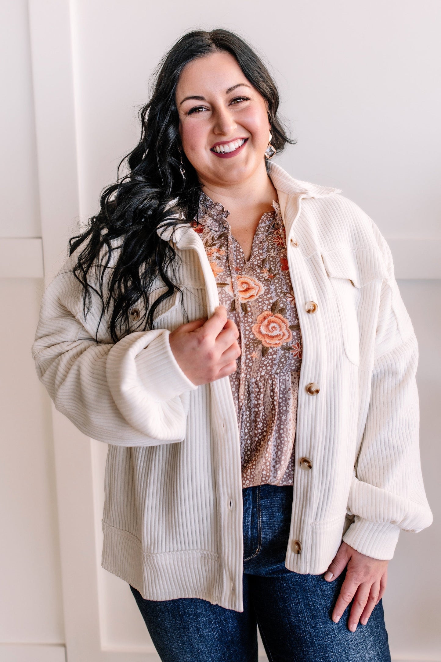 Savanna Jane Embroidered Blouse In Mocha Florals