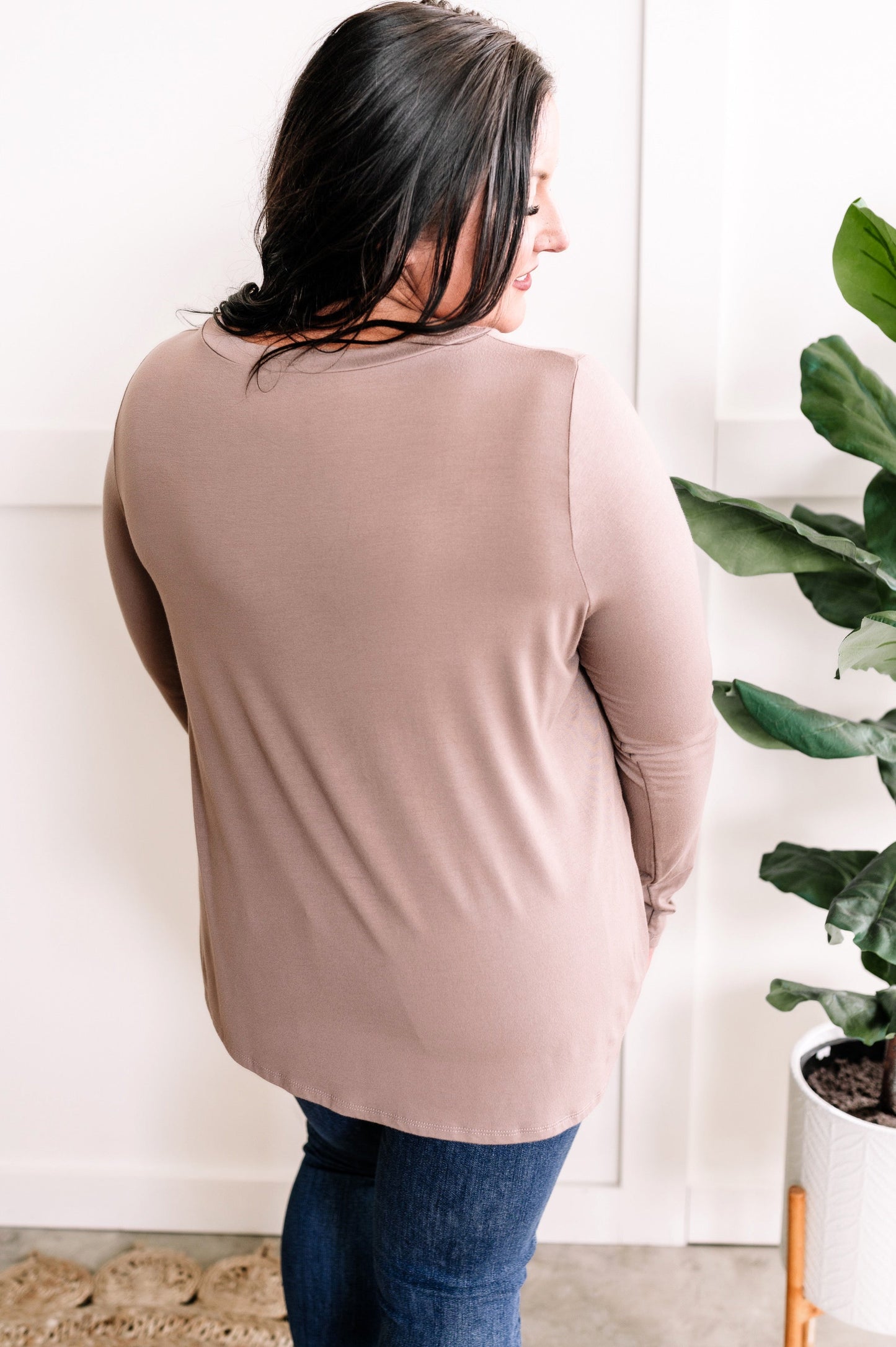 V Neck Top In Soft Macchiato 11.24