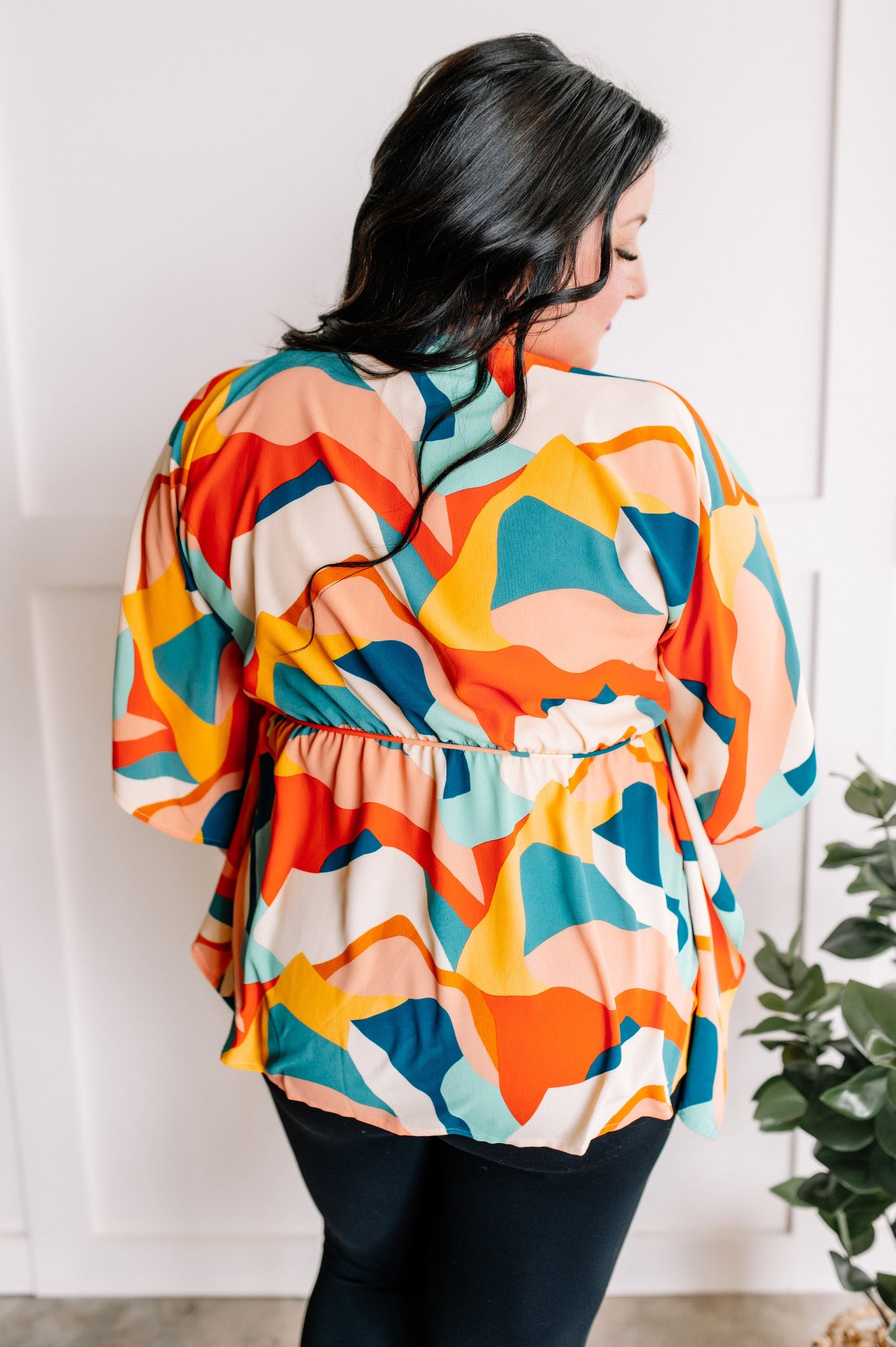 Dolman Sleeve Blouse With Tie Belt Detail In Tuscan Sunset