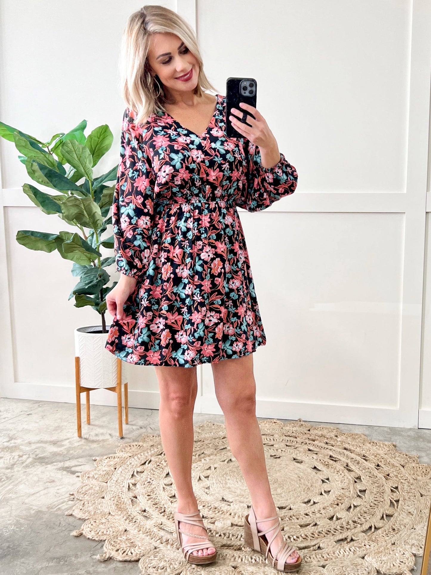 Emily Wonder Floral Dress In Late Summer Nights 11.24