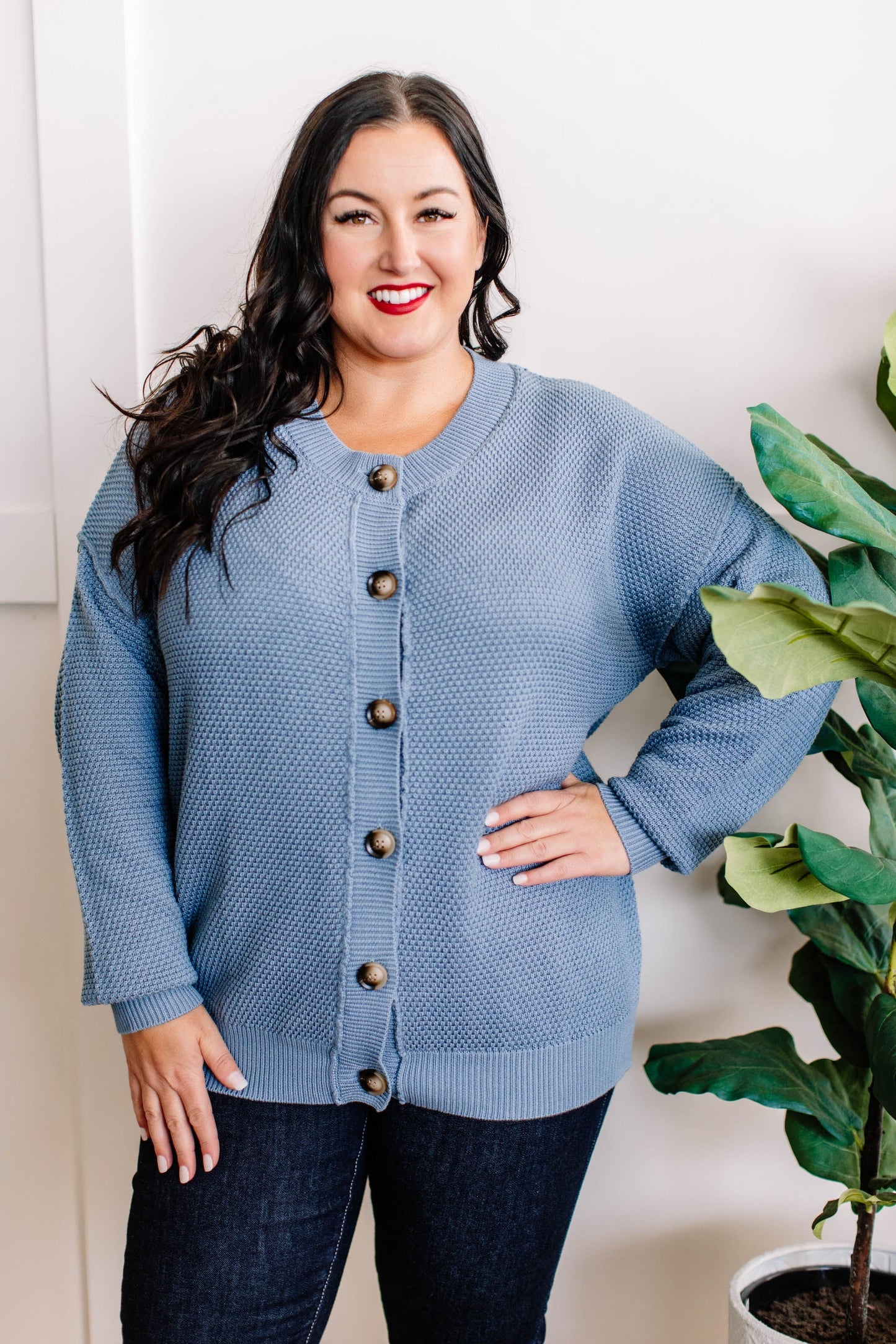 Button Down Sweater Cardigan Blue Nova
