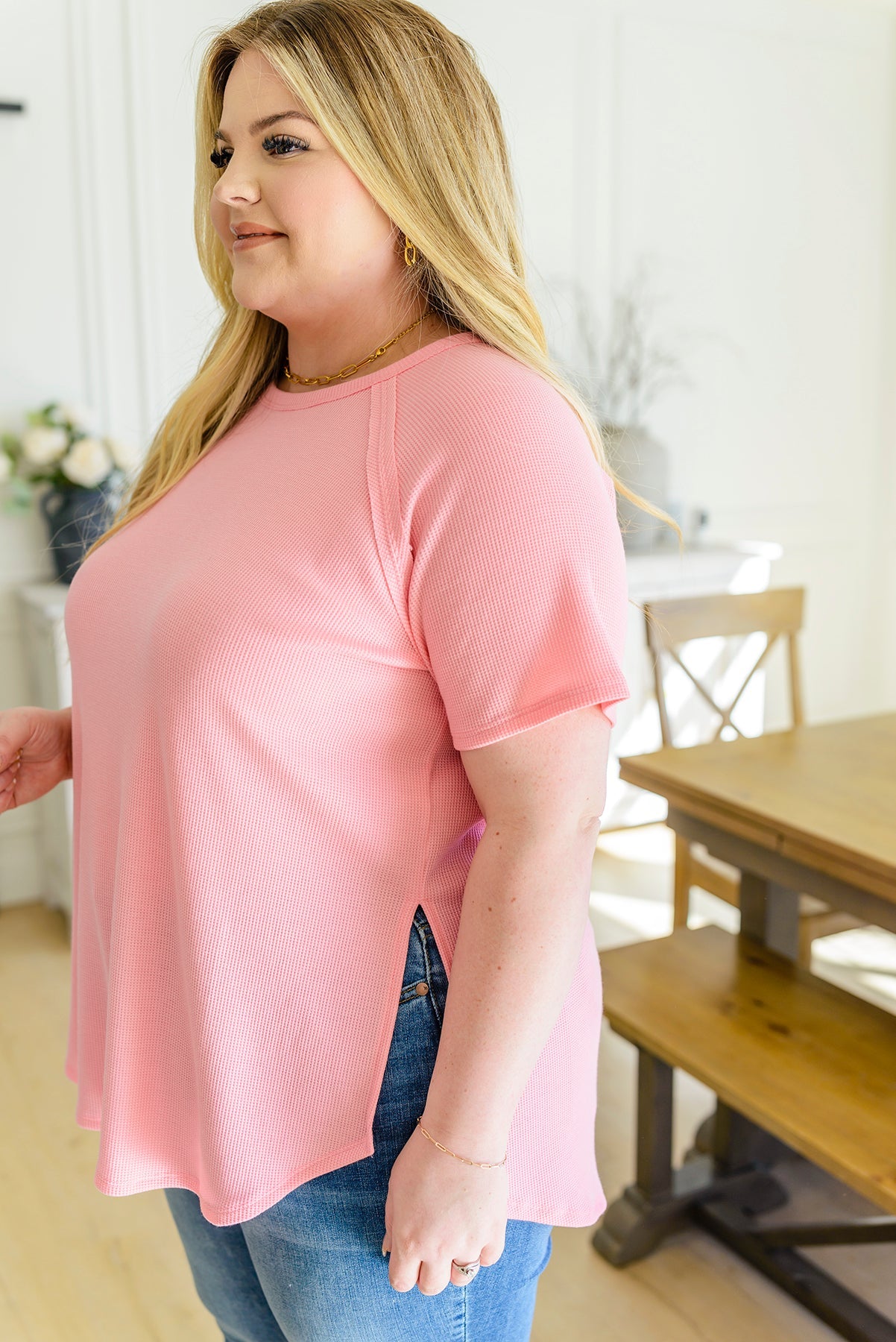 Baby Waffle Knit Top - Pink