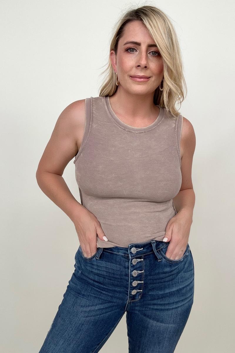 Zenana Ribbed Tank Top w/Exposed Seam - Multiple Colors