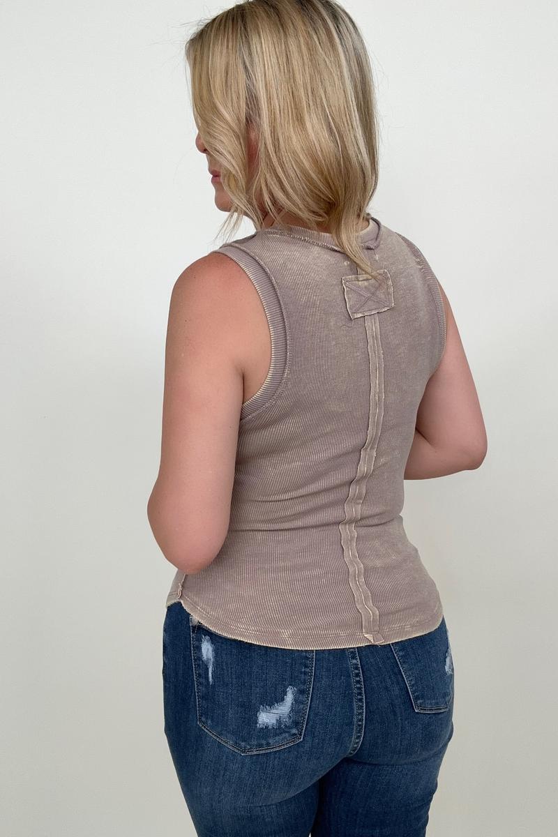 Zenana Ribbed Tank Top w/Exposed Seam - Multiple Colors