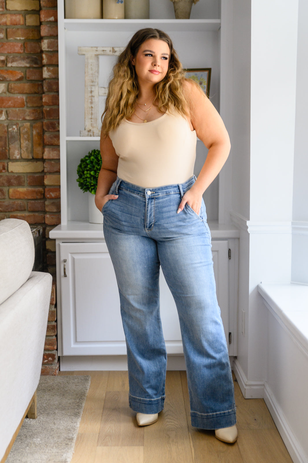 Judy Blue Mid Rise Wide Leg Jeans