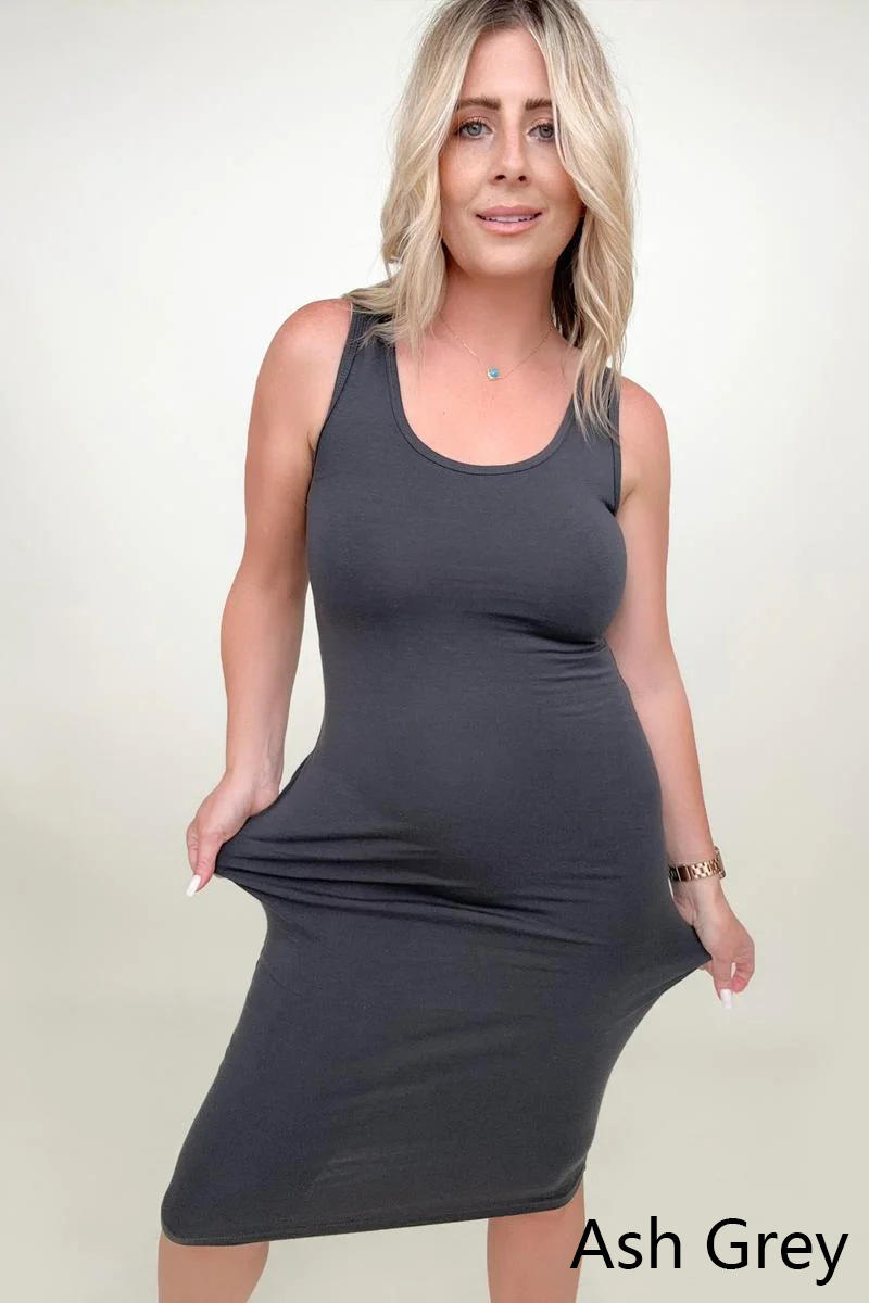 Zenana Cotton Midi Tank Dress - Multiple colors