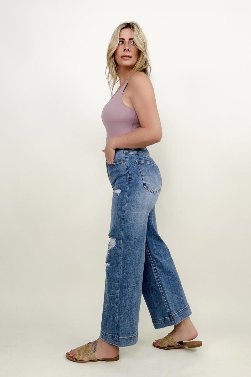 Bayeas High Rise Wide Leg Cropped Jeans