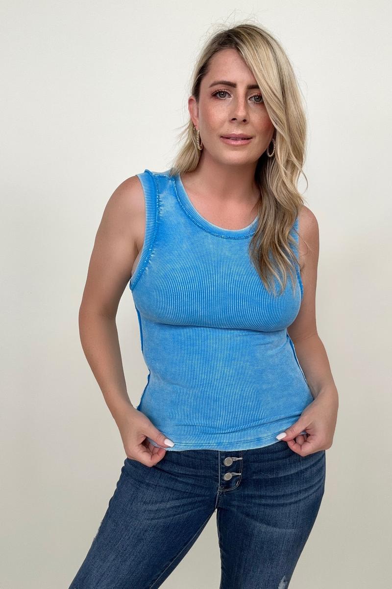 Zenana Ribbed Tank Top w/Exposed Seam - Multiple Colors