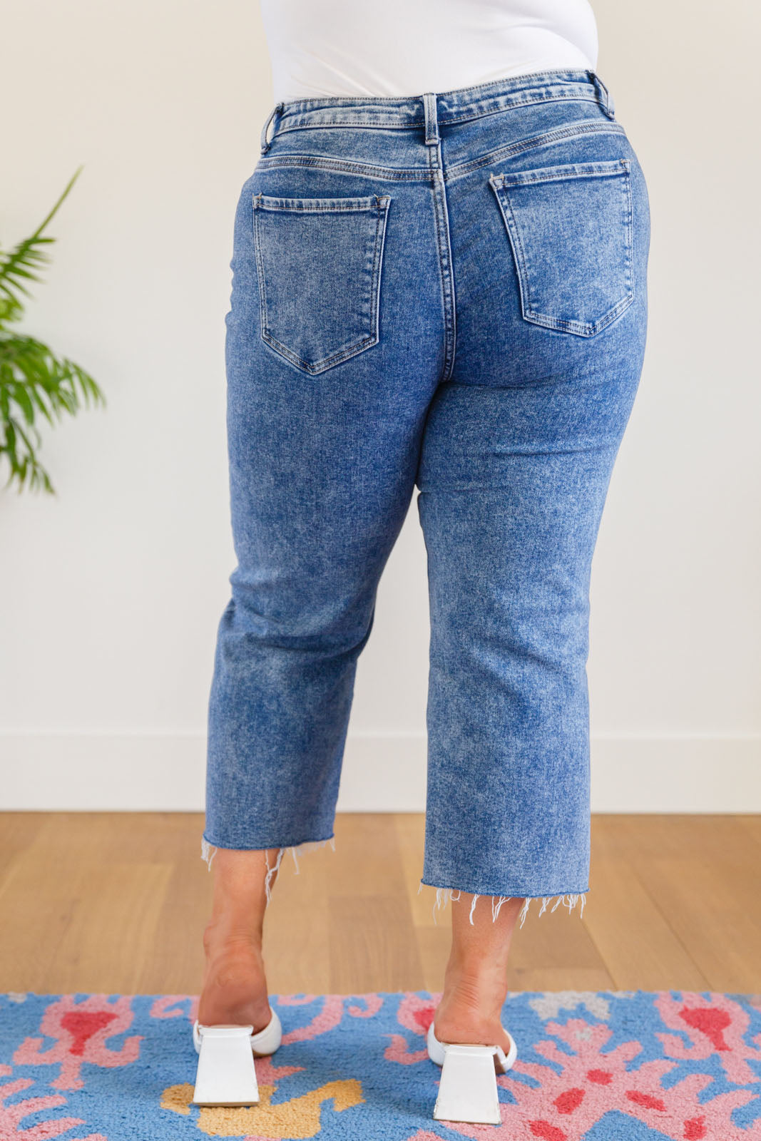 Zenana Raw Hem Wide Leg Cropped Jeans