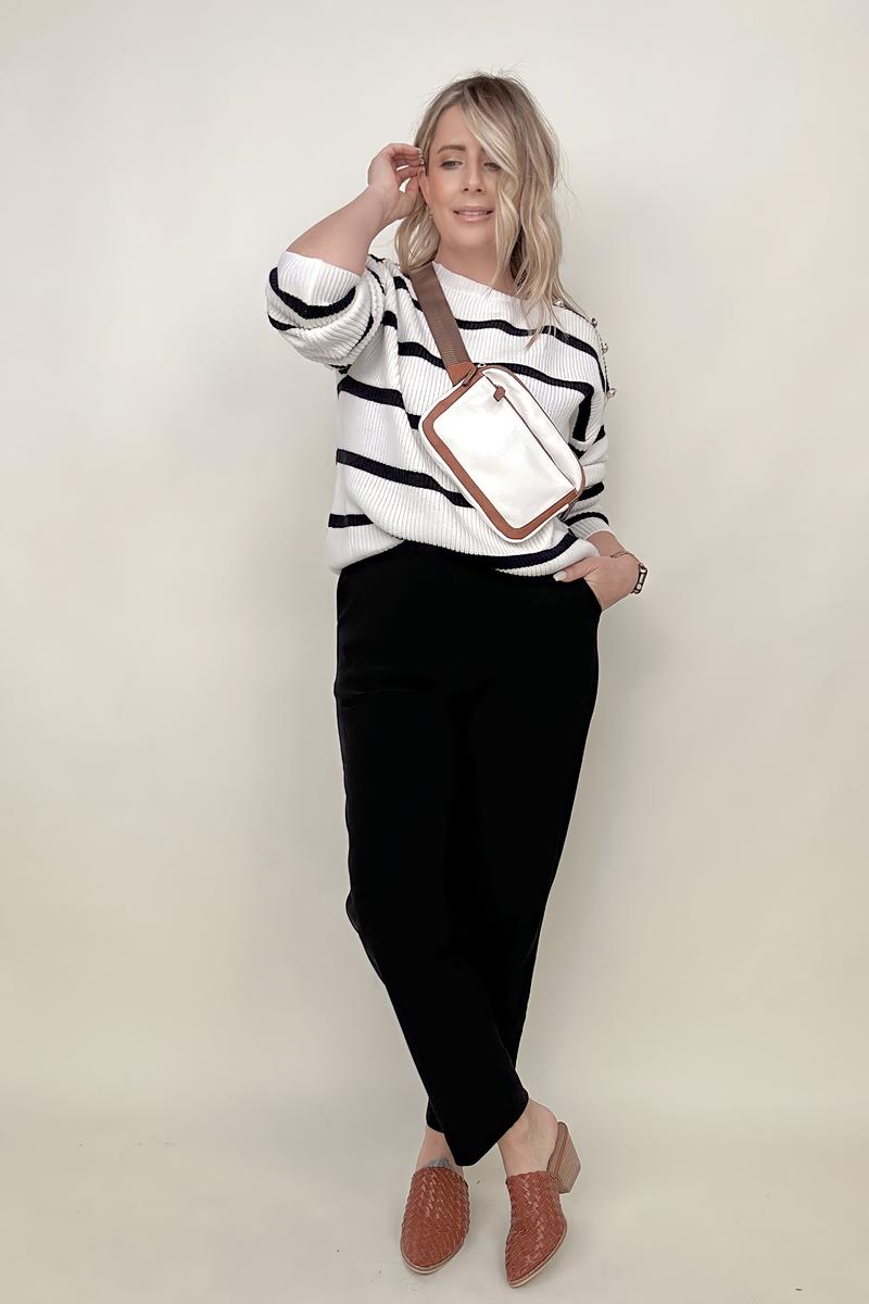 Cropped Pull on Dress Pants with Pockets
