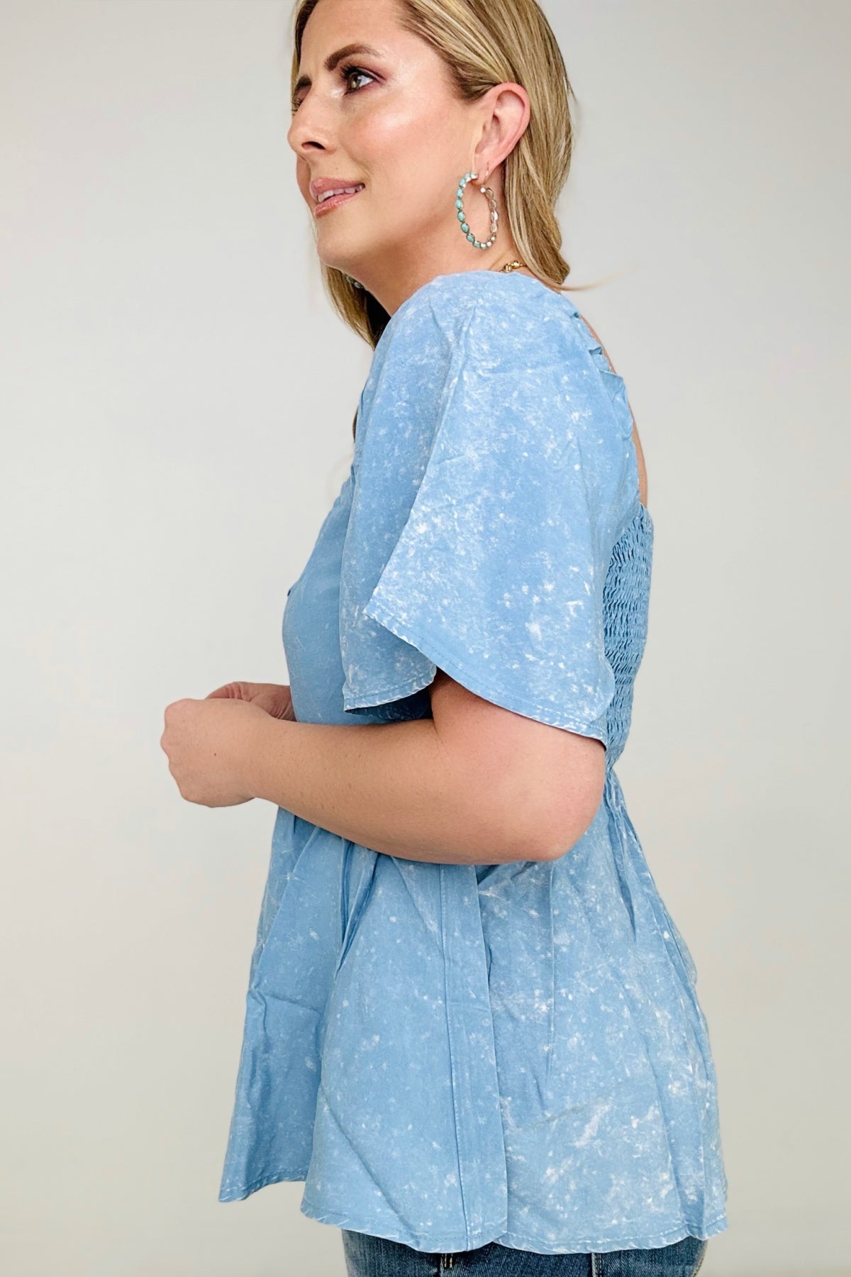 Short Sleeve Solid Woven Top