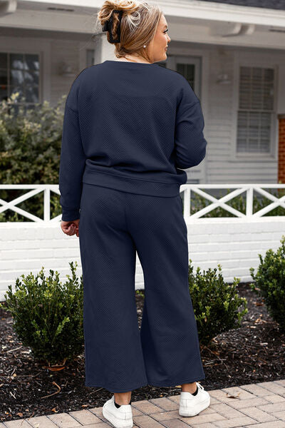 Take Me Away Textured Long Sleeve Top and Pants Set - 6 Colors