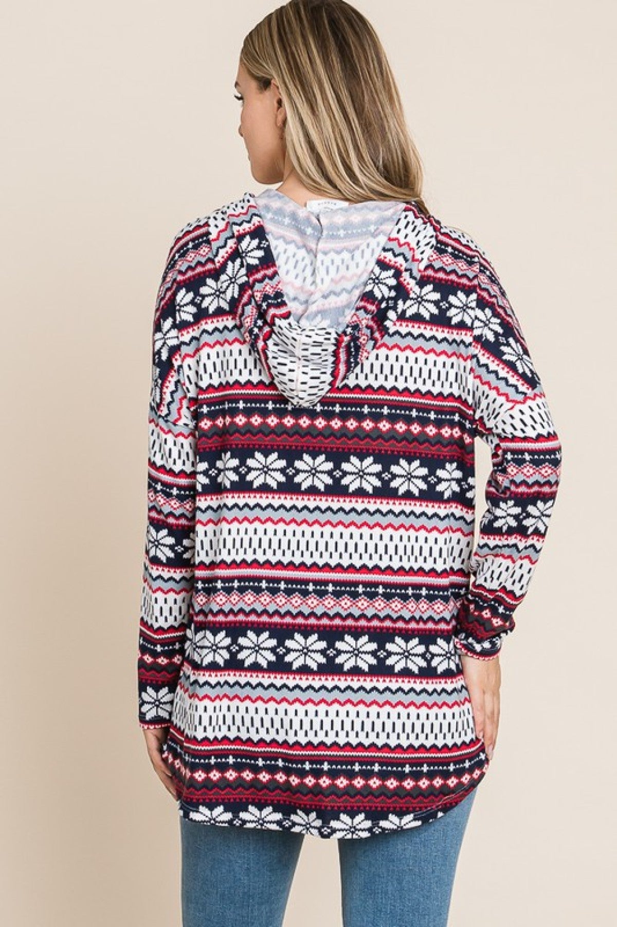 Bombom Modern Tribal Print Knit Hooded Top