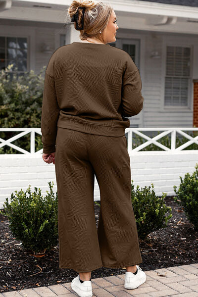 Take Me Away Textured Long Sleeve Top and Pants Set - 6 Colors