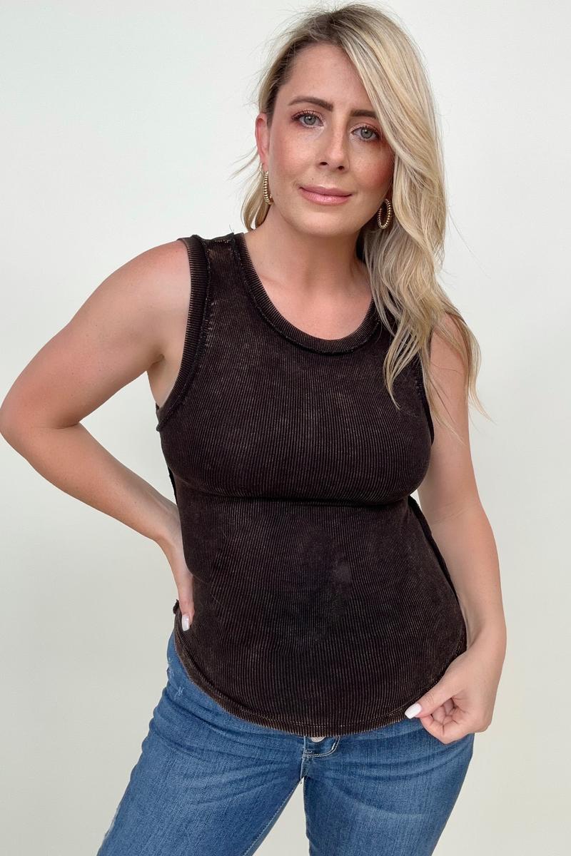 Zenana Ribbed Tank Top w/Exposed Seam - Multiple Colors
