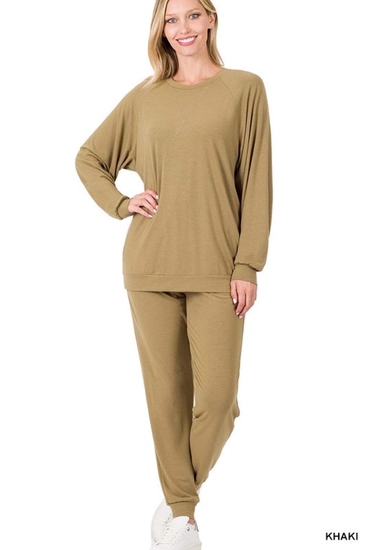 Zenana Raglan Sleeve Pullover & Jogger Pants Set
