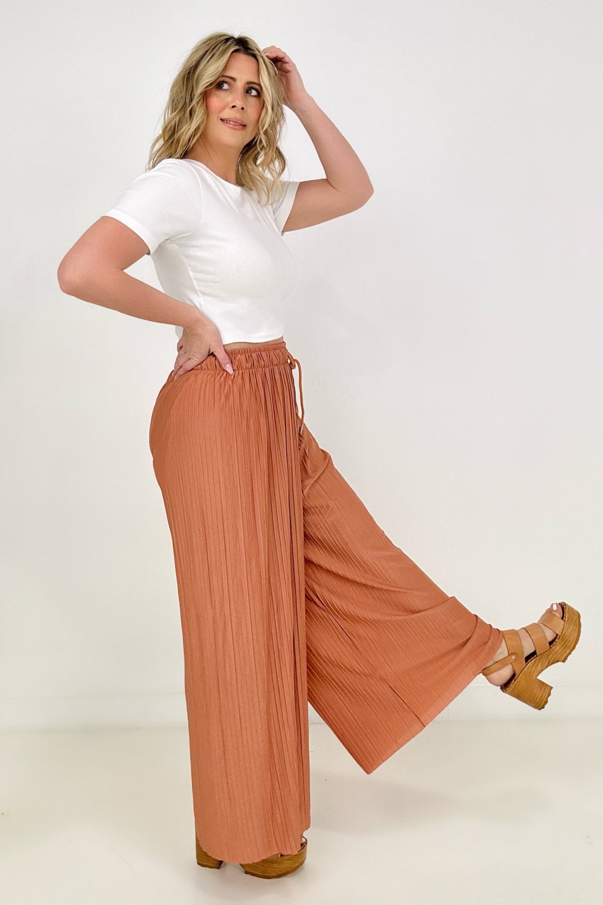Anywhere You Are Pleated Wide Leg Pants - Multiple Colors