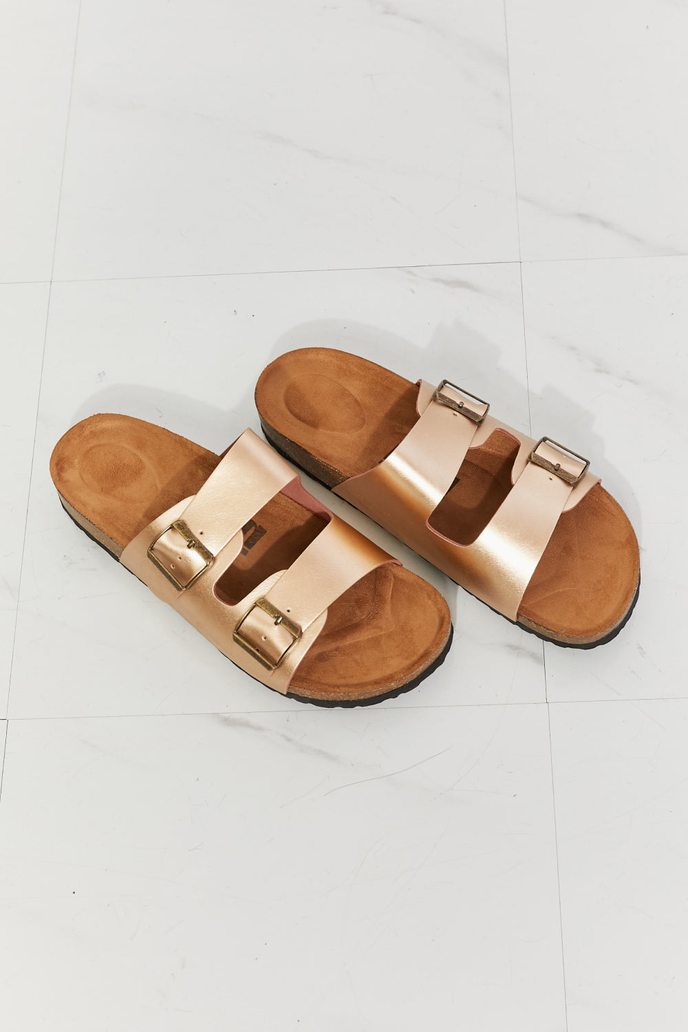 Double Buckle Sandal in Gold