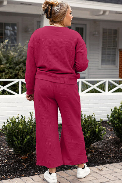 Take Me Away Textured Long Sleeve Top and Pants Set - 6 Colors
