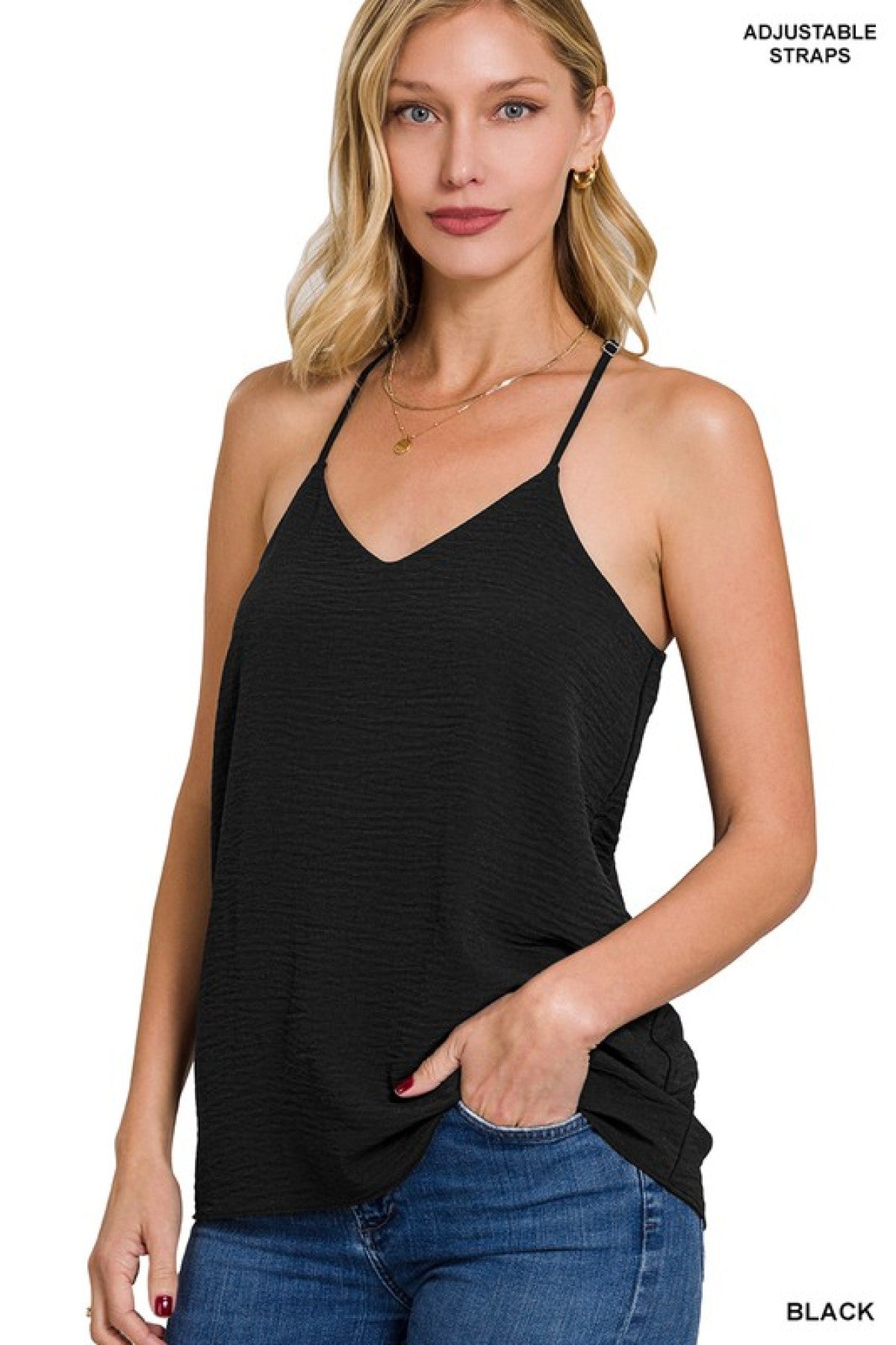 Adjustable Strap V-Neck Cami Top