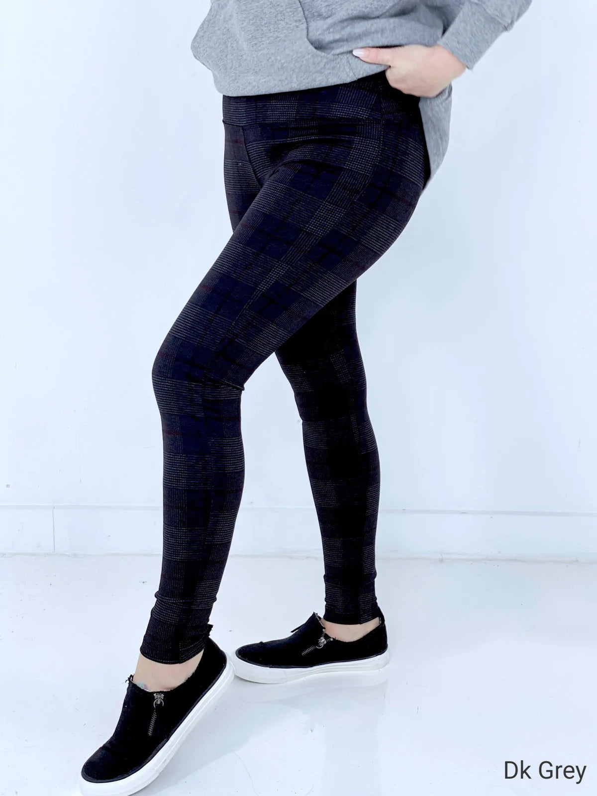 Zenana Ponte Plaid Pull-On Stretch Skinny Pants