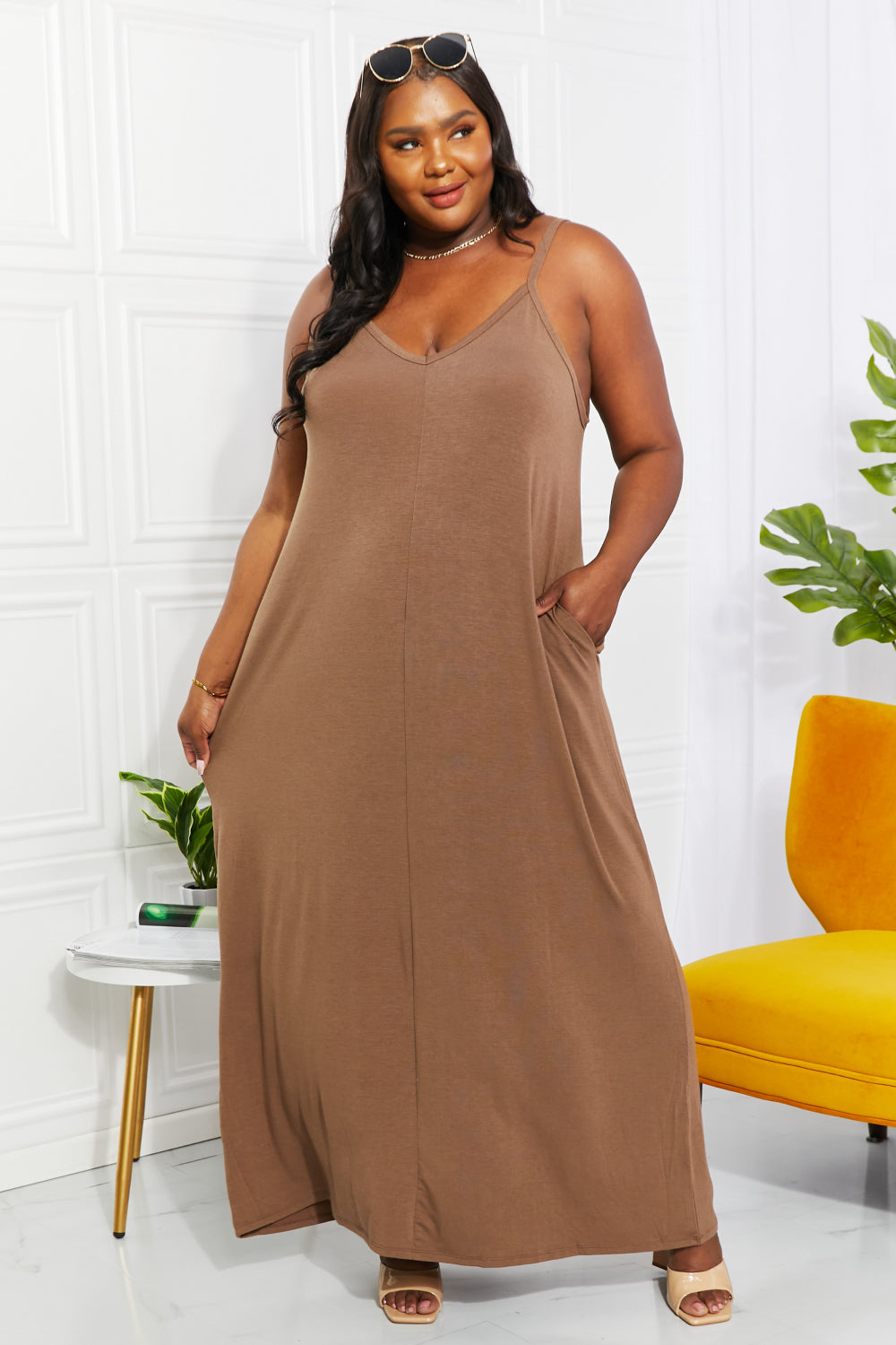 Beach Vibes Cami Maxi Dress - Mocha