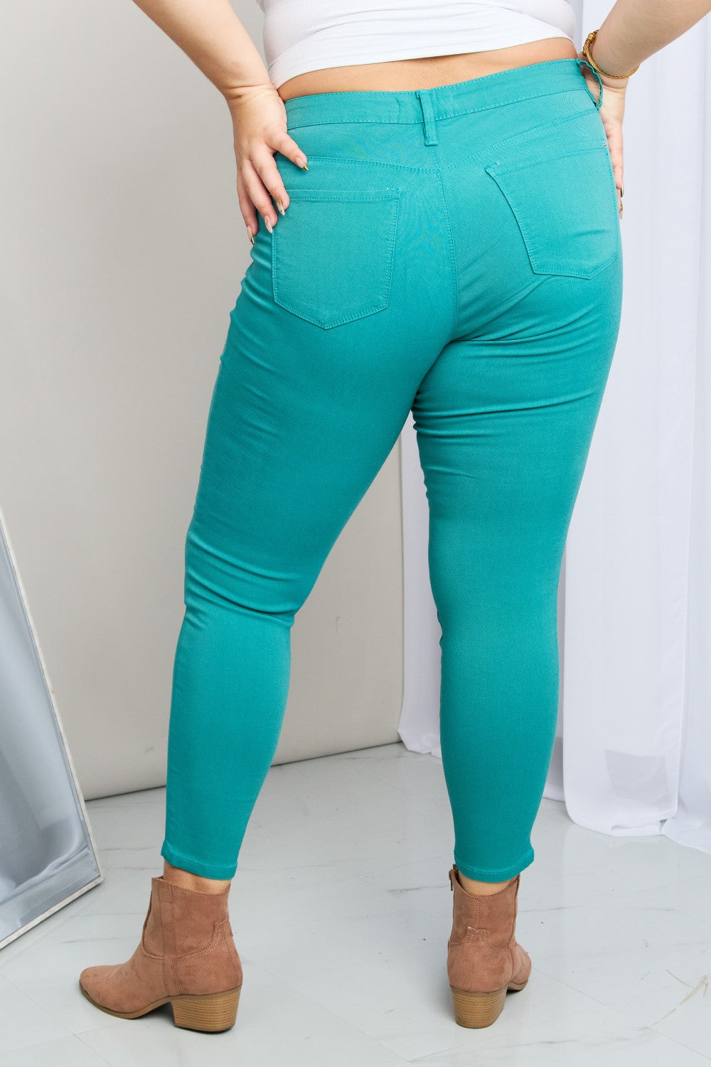 YMI Hyper-Stretch Mid-Rise Skinnies in Sea Green