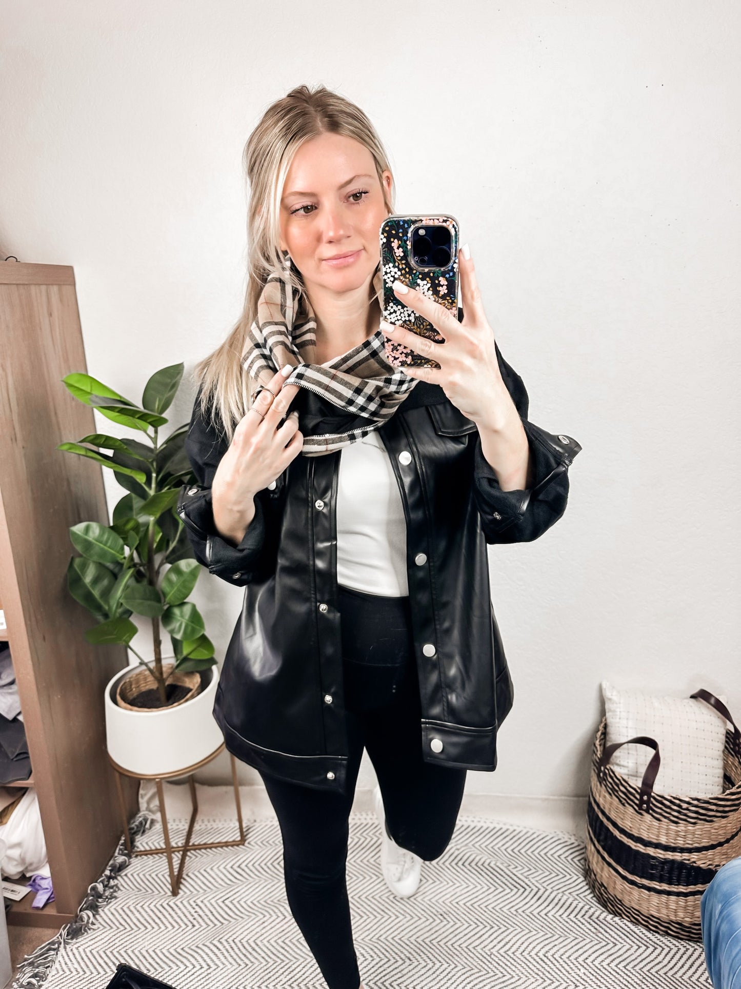 Plaid hidden pocket scarf