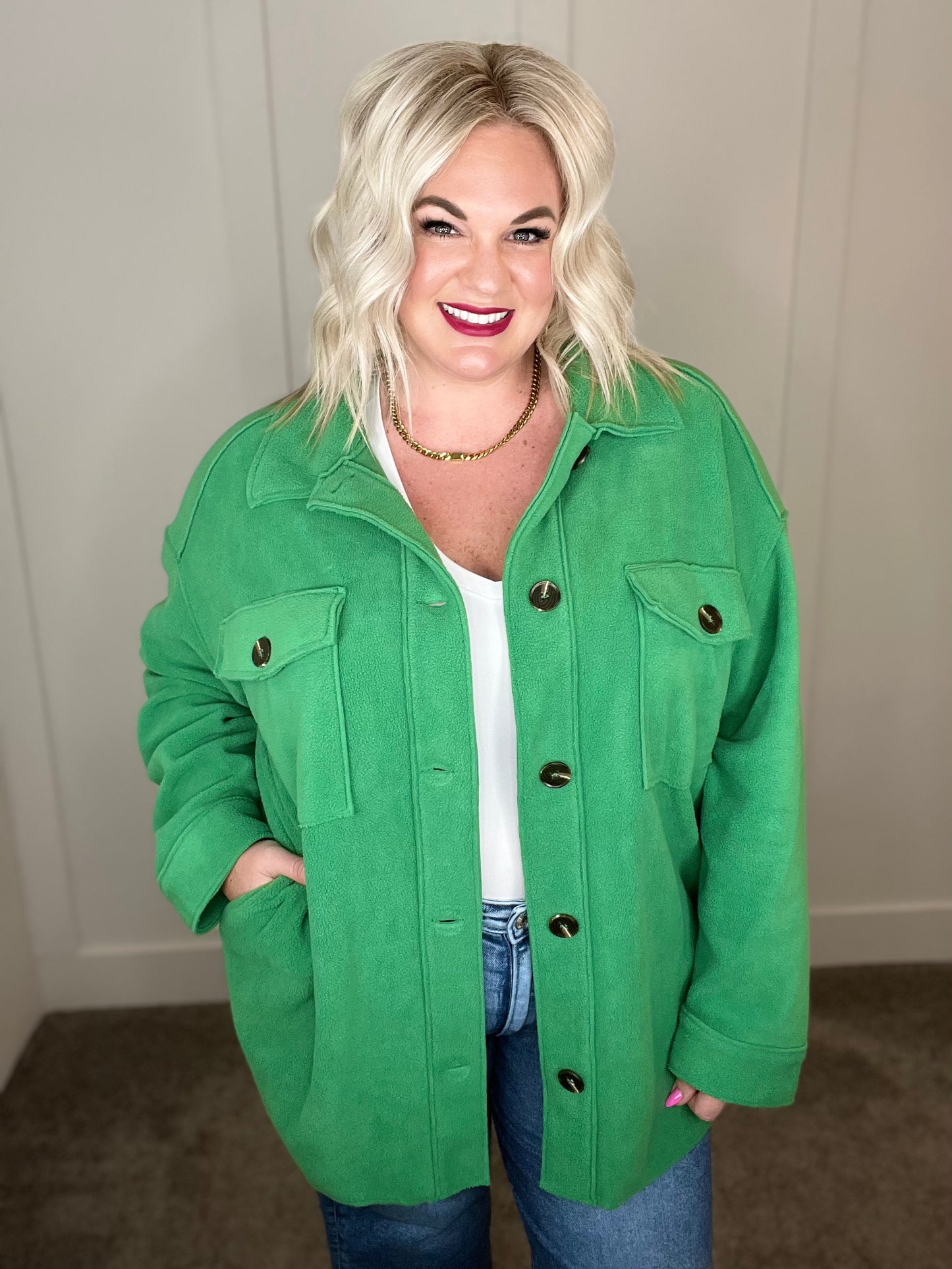 Meet Me Halfway Shacket in Green