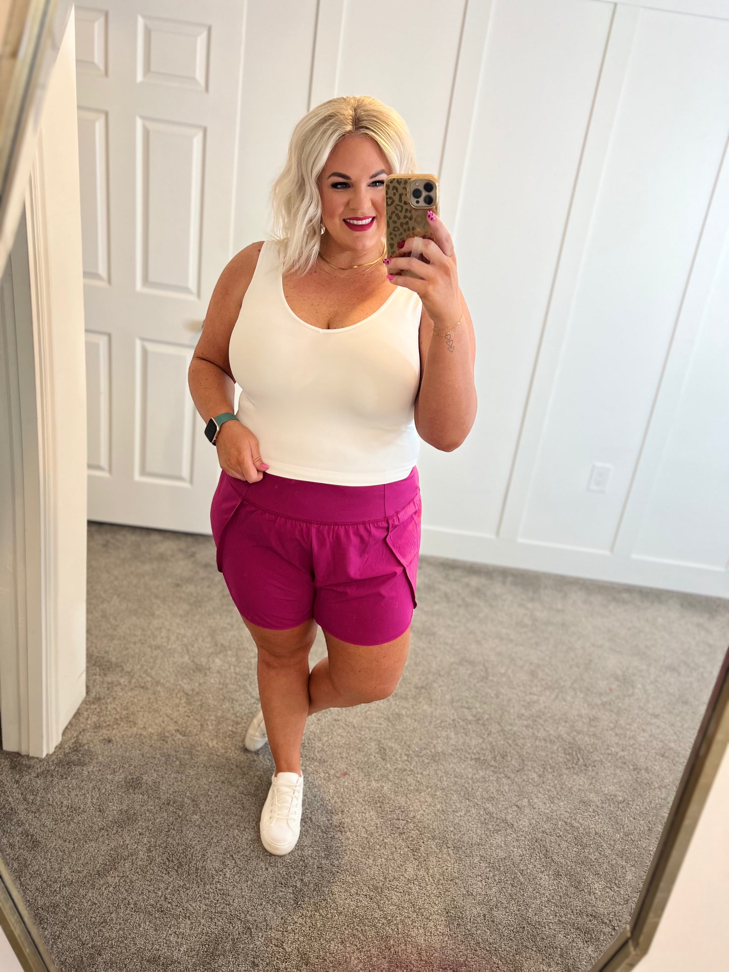 Girl Power High Waist Running Shorts in Magenta