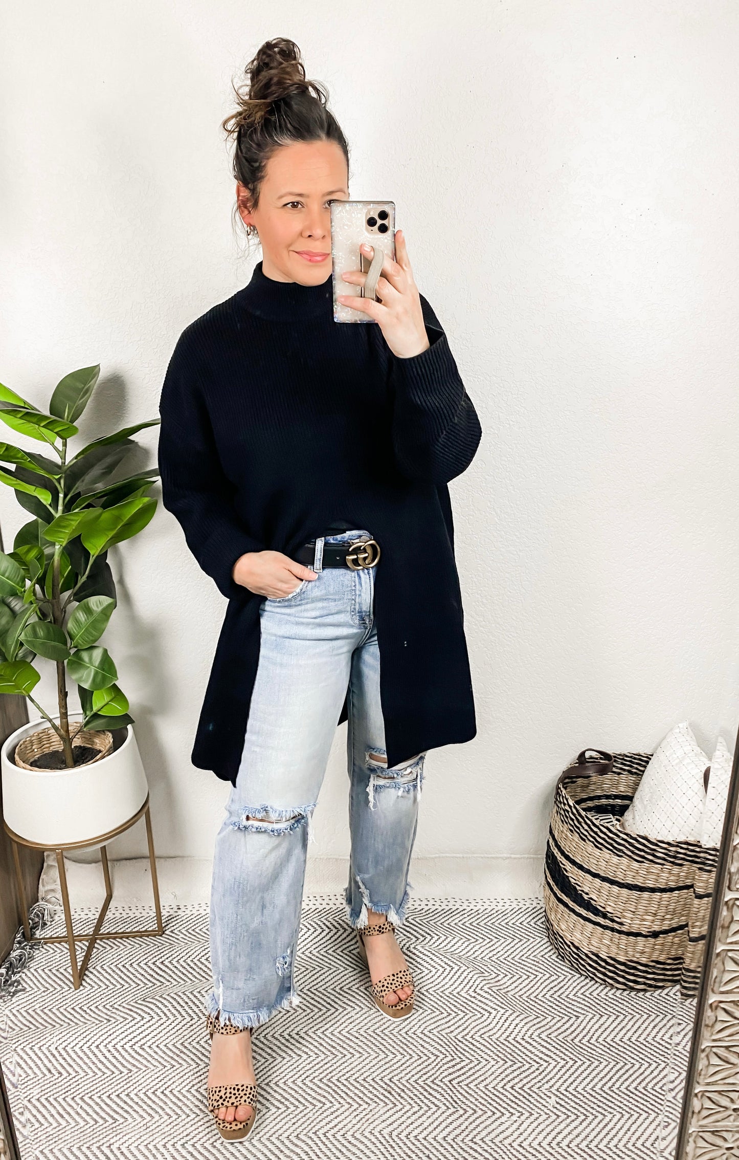 Nora Mockneck Front Slit Sweater