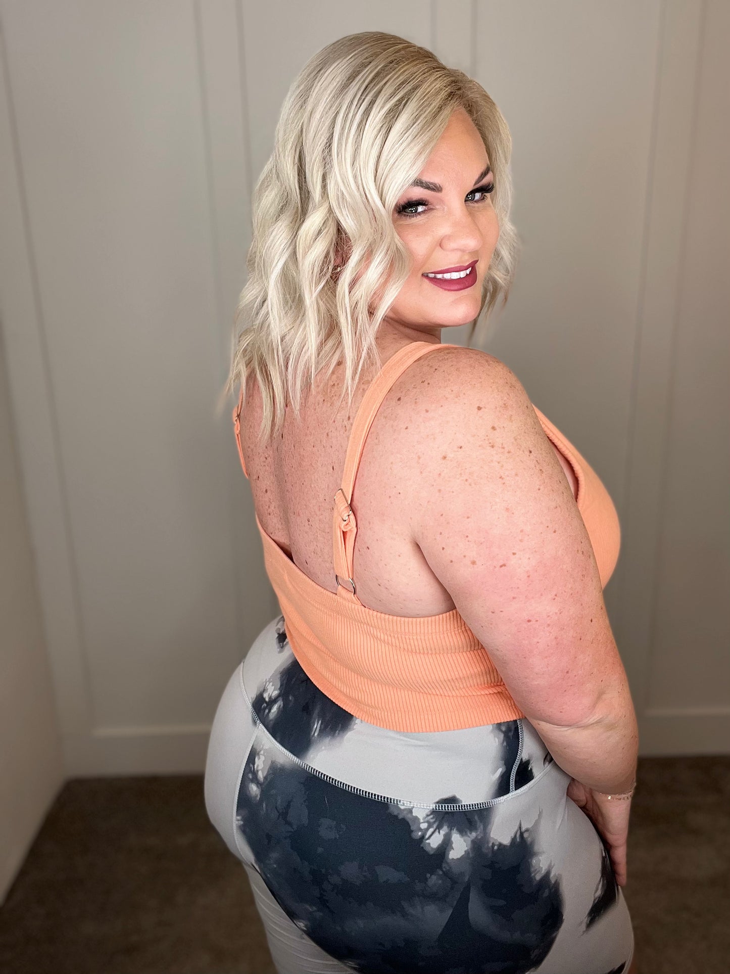 Tell Me More Crop Tank In Coral