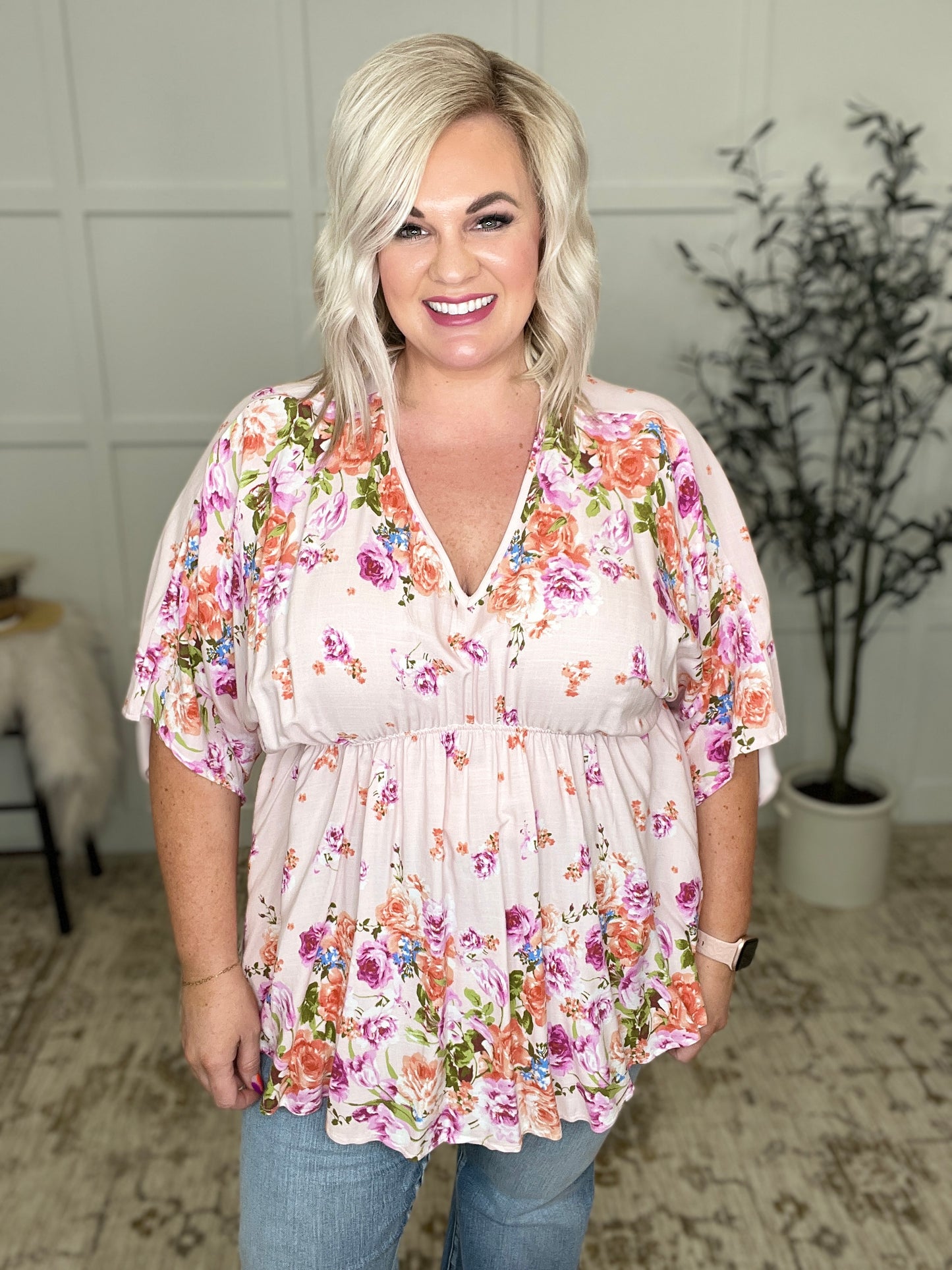Bouquet a Day Floral Peplum Top
