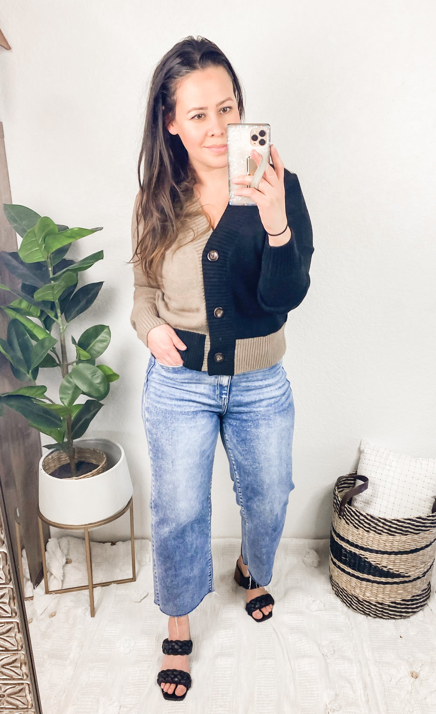 Zenana Raw Hem Wide Leg Cropped Jeans