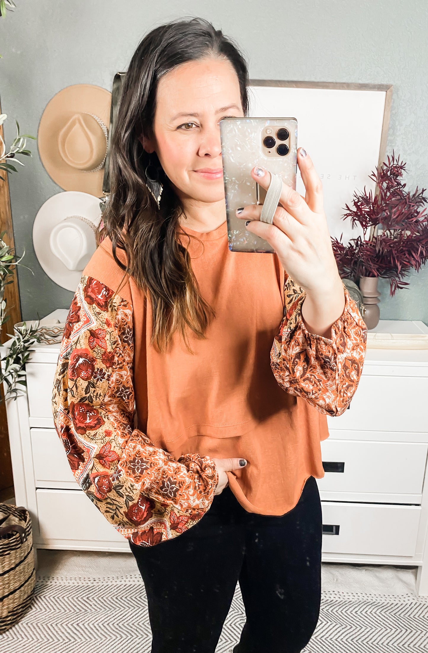 Bubble Sleeve Asymmetrical Hem Top