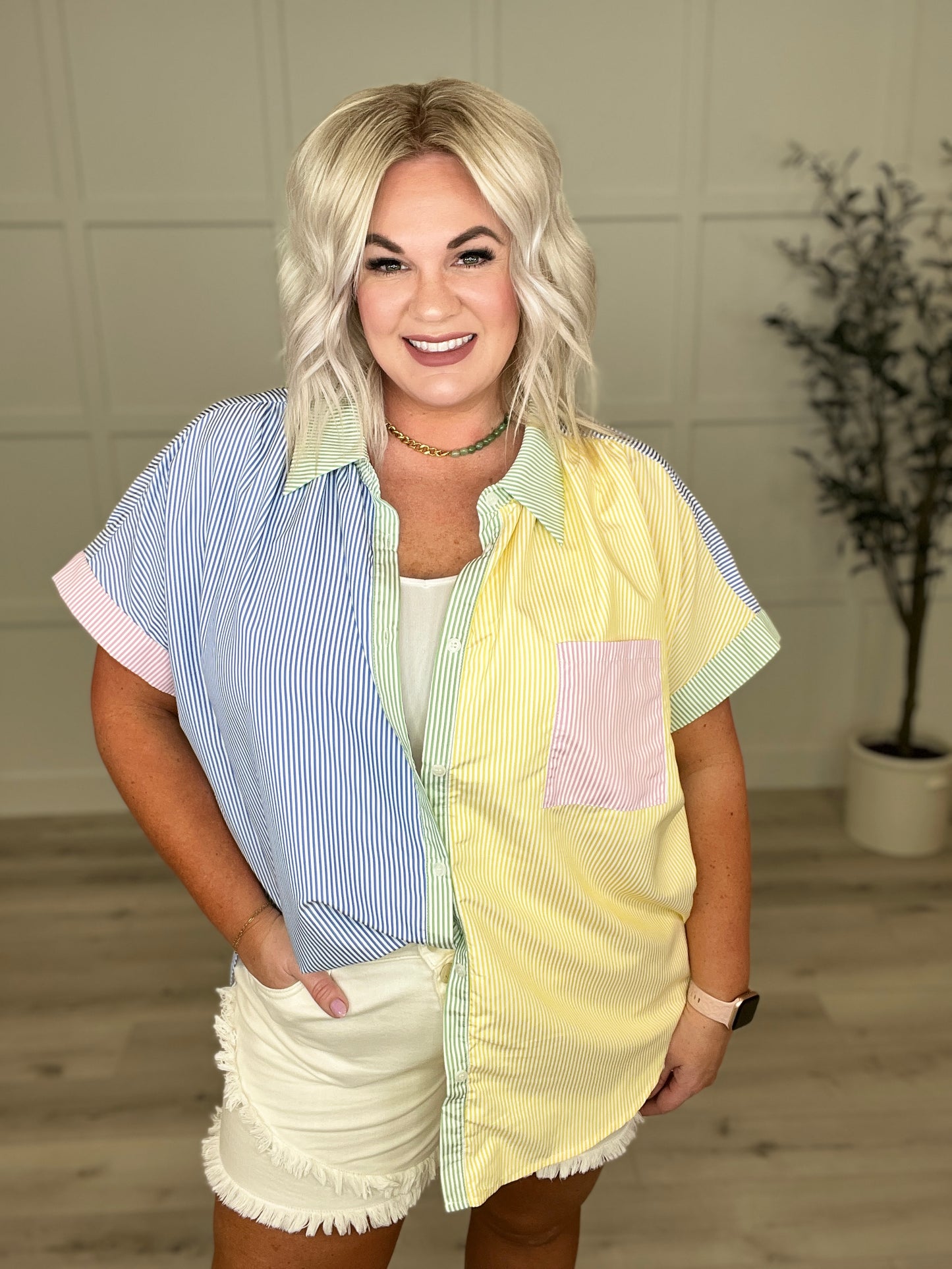 Soft in Stripes Color Block Blouse