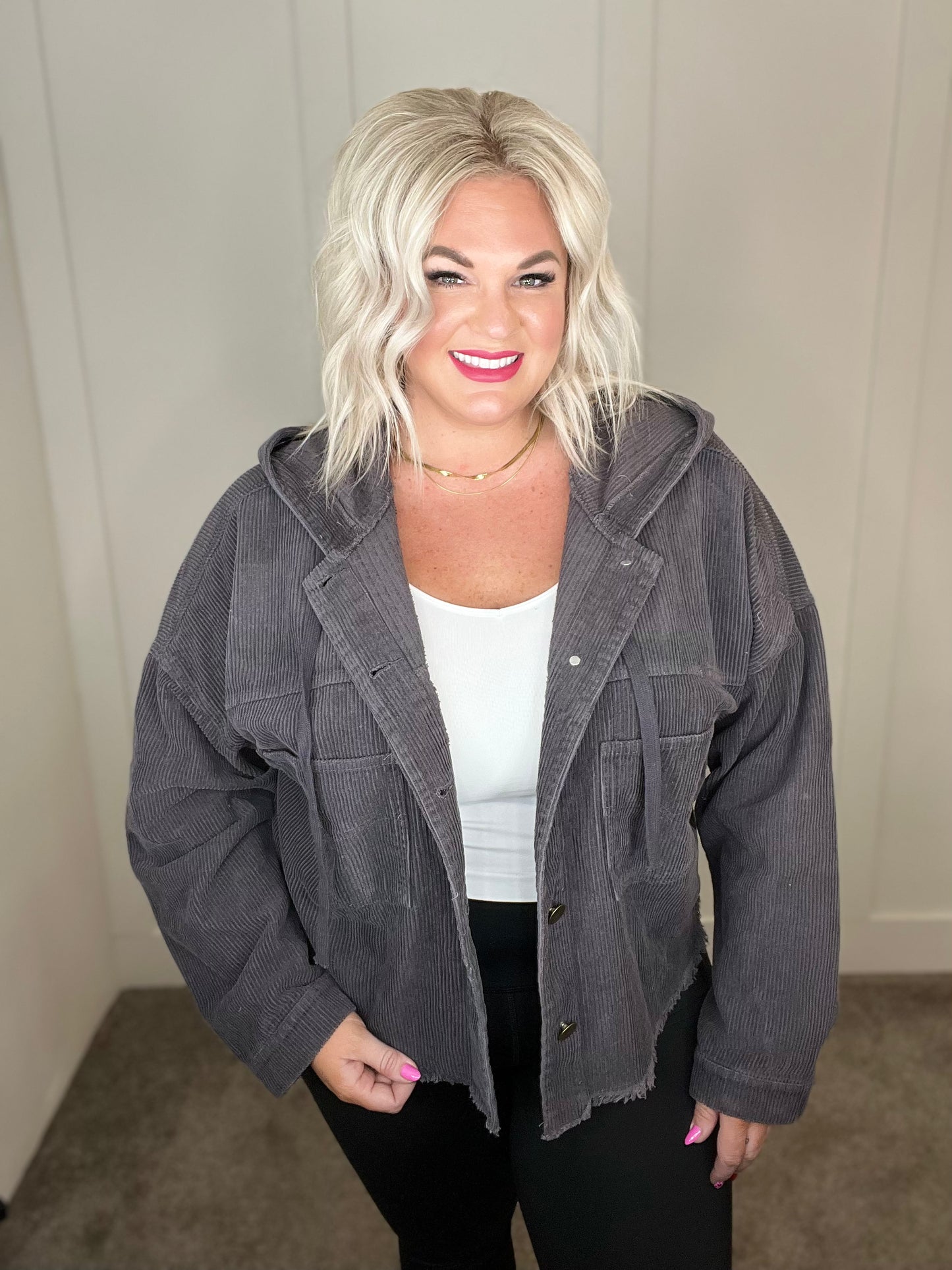Give Me More Corduroy Jacket in Charcoal