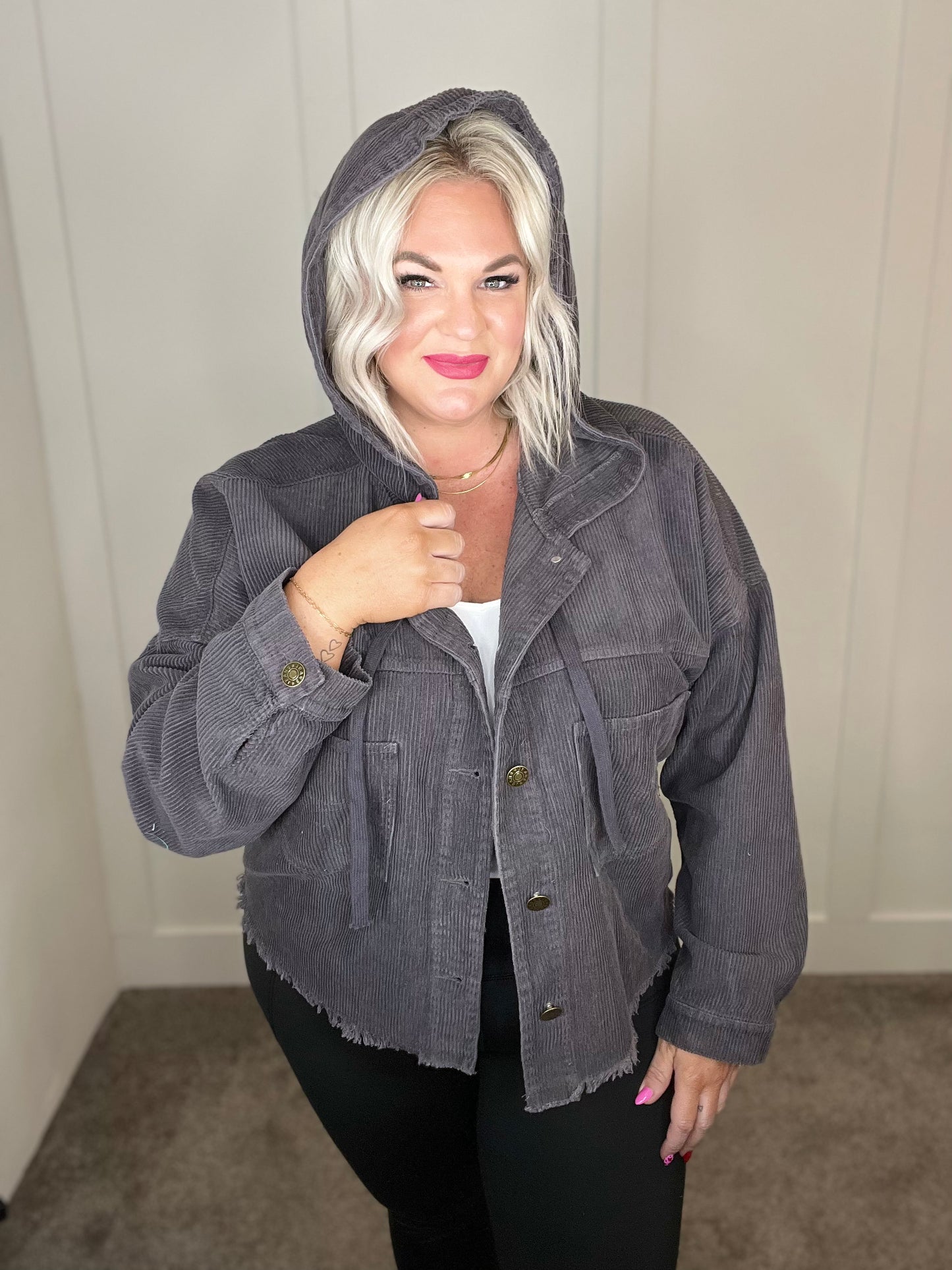 Give Me More Corduroy Jacket in Charcoal