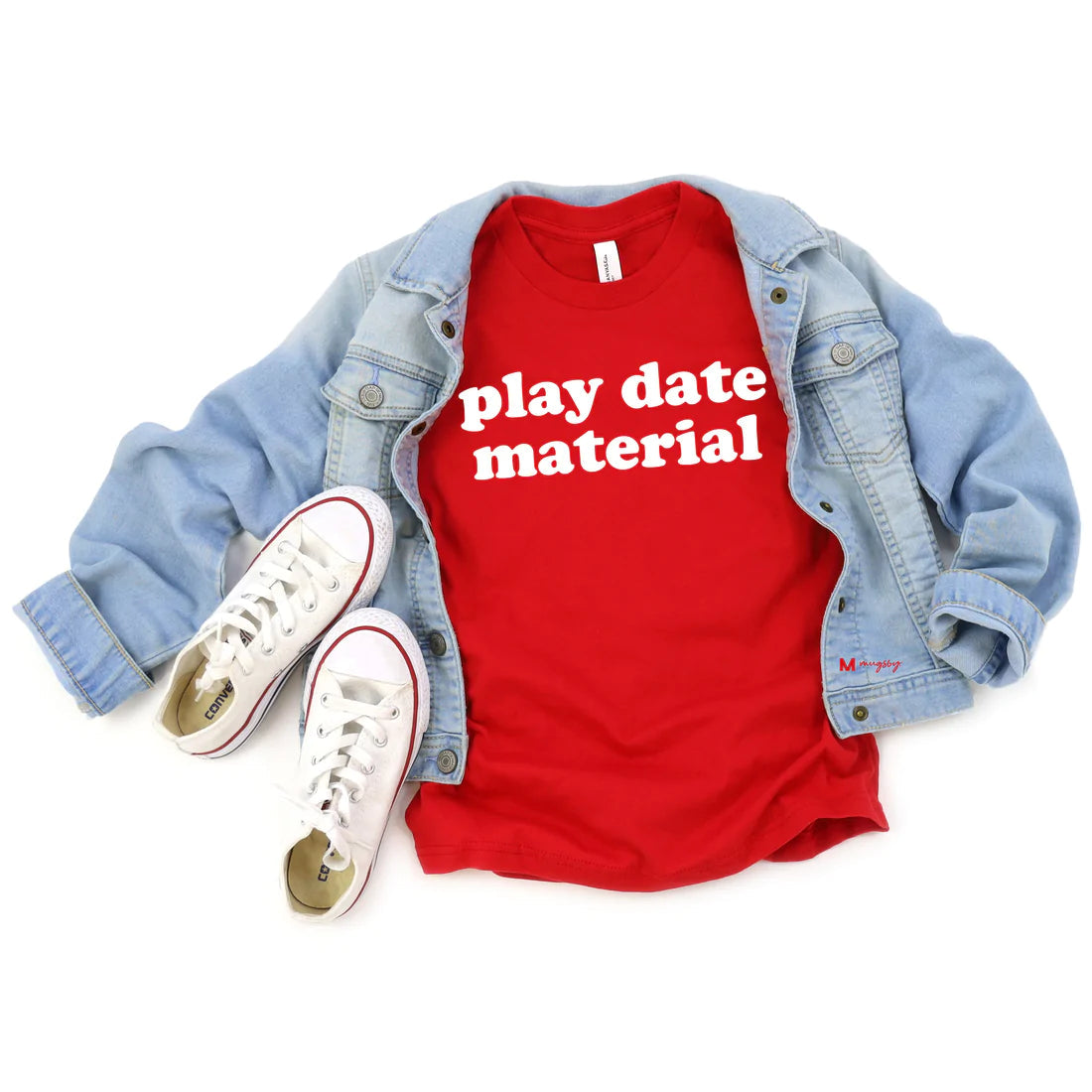PREORDER: Play Date Material Kids Shirt in Red