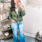 Climbing Vine Cable Knit Cardigan in Green